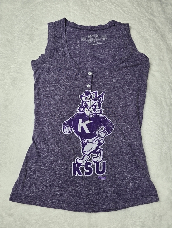 Original Retro Brand Tops - Kansas State Wildcats KSU Tank Top Retro Brand Purple Graphic Small